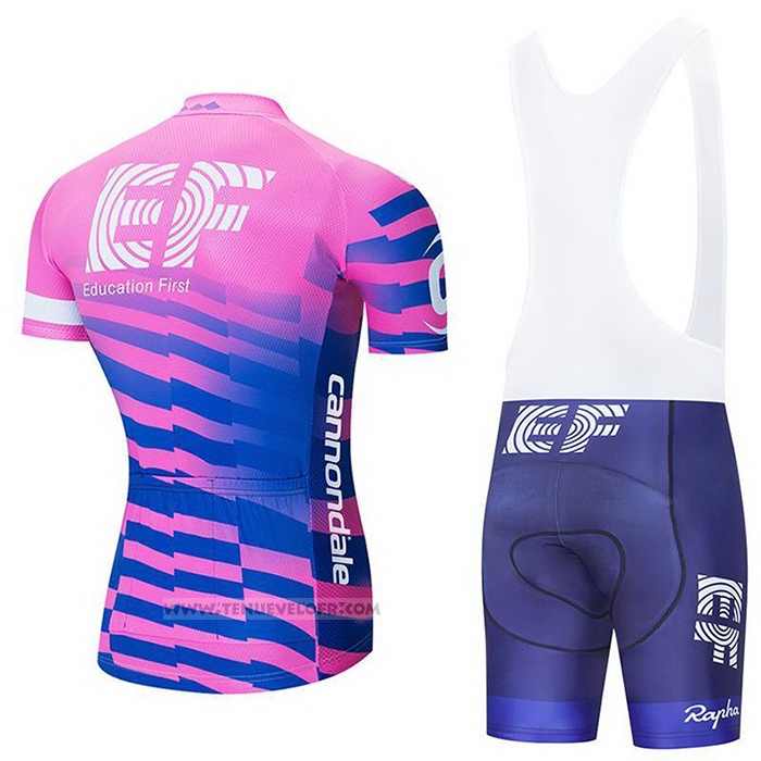 2020 Maillot Cyclisme EF Education First-drapac Rosa Bleu Manches Courtes et Cuissard